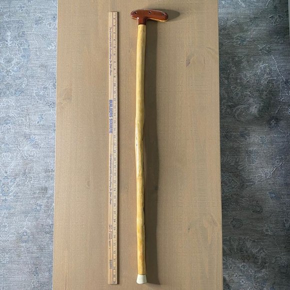 Two Tone Color T-Handle Wood Walking Cane - Rubber Tip - Length 36" - Picture 6 of 9